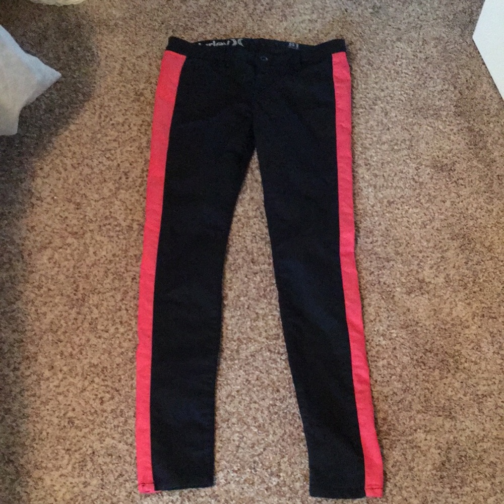 Hurley black and pink stretch pants size 28
